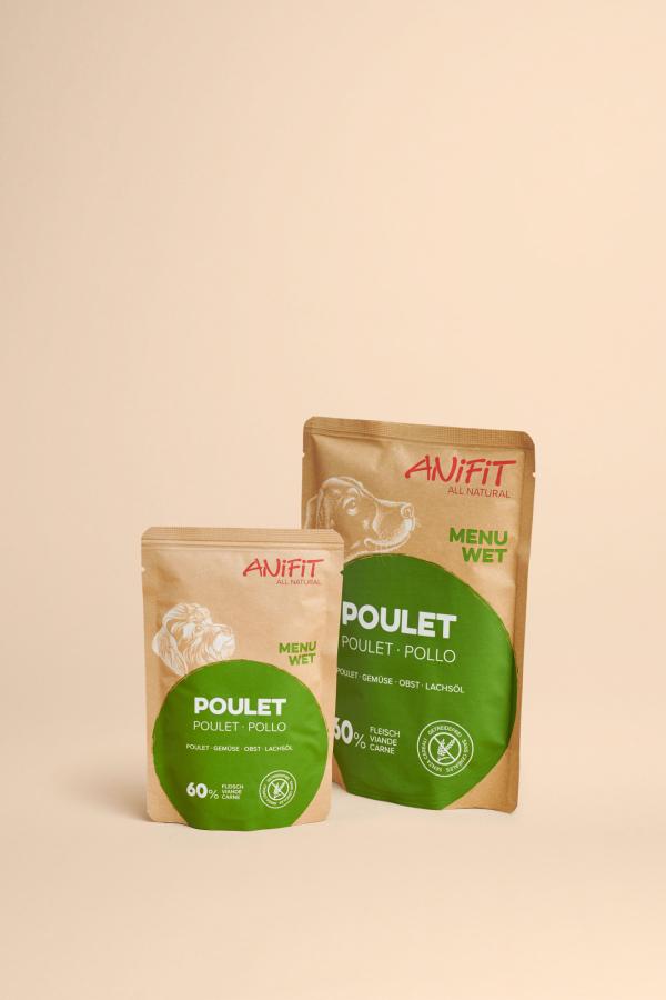 Poulet alimentation humide pour chiens en 2 tailles de pouch